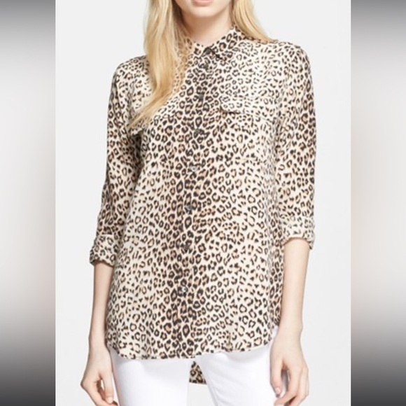 Equipment Slim Signature Leopard Print Silk
Button Down Top Long Sleeve Blouse S - Picture 11 of 11